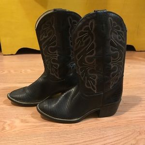 Black leather cowboy boots- size 8